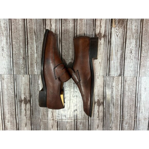FRATELLI ROSSETTI Pebbled Grain Leather Penny Loafers sz 9.5 c: brown made Italy - Picture 4 of 7
